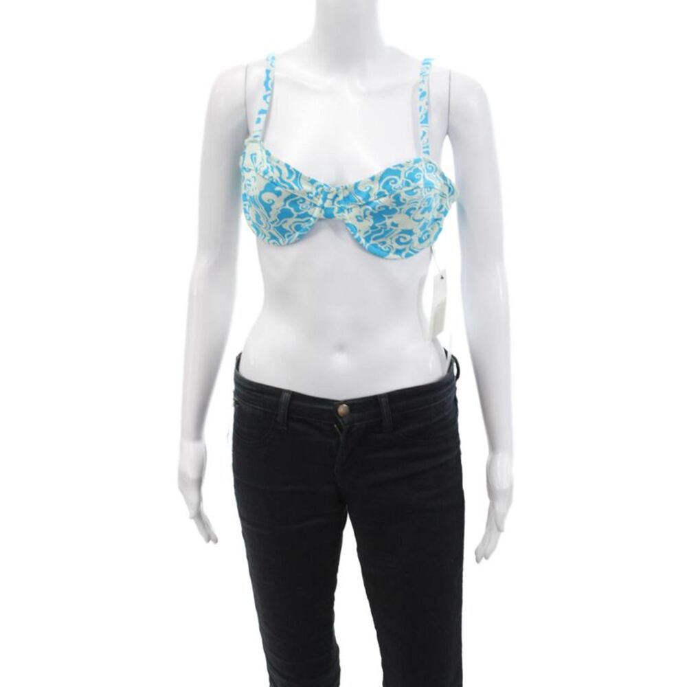A.L.C. Womens Dylan Bikini Top - Scone/Blue Size XL